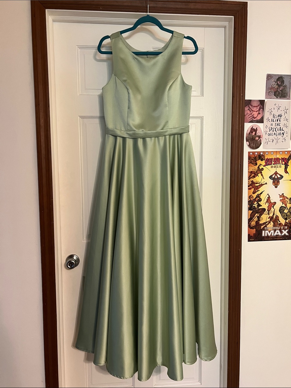 Sage Green Satin Evening Dress